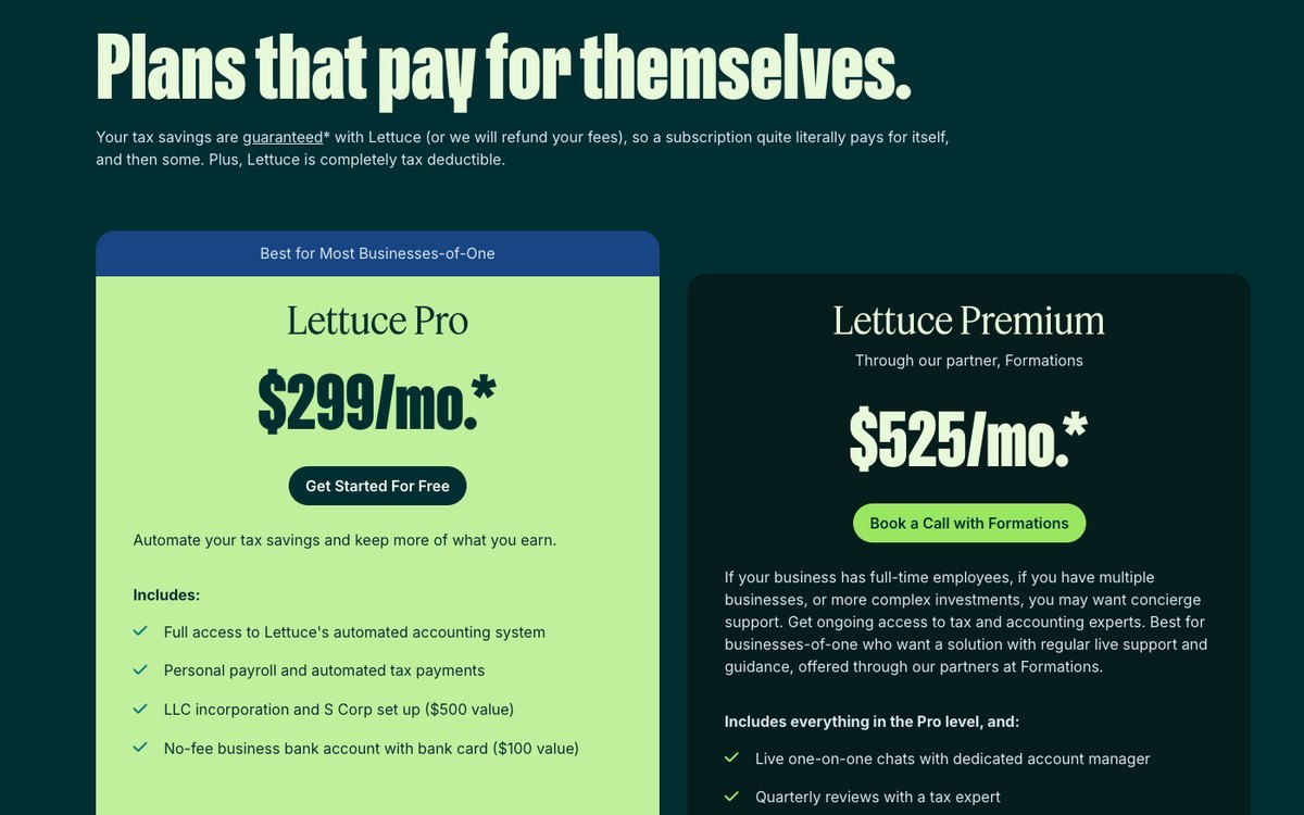 Lettuce pricing plans