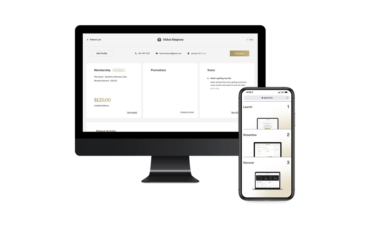 OPUL platform — patient profile, membership and mobile